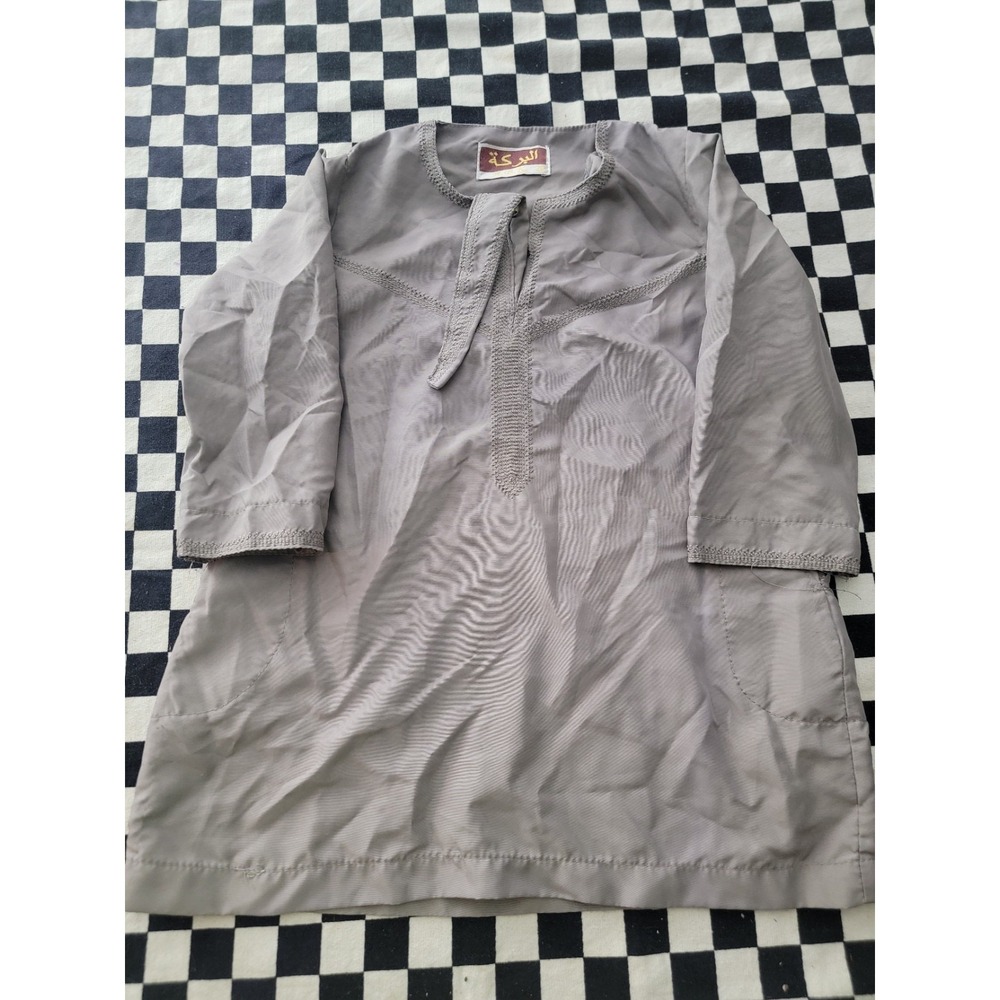 Kids Arabic Thobe Tunic Shirt Gray Size 20 Middle Eastern Traditional